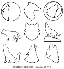 Wolf icon vector set. animals illustration sign collection. wild life symbol.