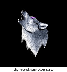 Wolf Illustration Abstract Outline Vector Design