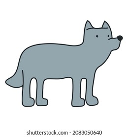 Wolf, an illustration of a cute wolf in a child's flat style doodle