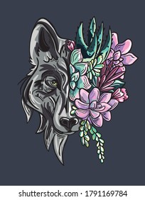 wolf illustration - design for t-shirt