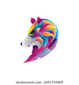 The wolf illustration design uses a modern style