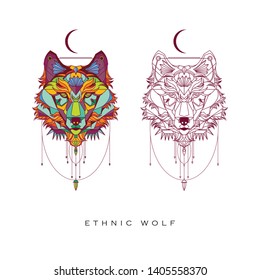 WOLF ILLUSTRATION WITH ETHNIC STYLE