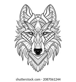 wolf illustration geometric tattoo style and tshirt design