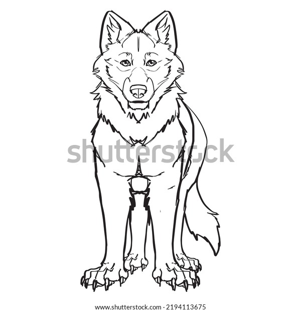 Wolf Illustration Lineart Profile White Background Stock Vector ...