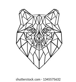 wolf illustration polygons head avatar print vector