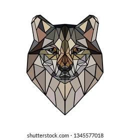 wolf illustration polygons head avatar print vector