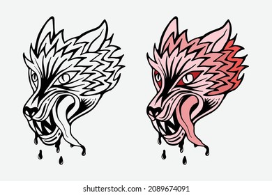wolf illustration print on t-shirts,jacket,souvenirs or tattoo