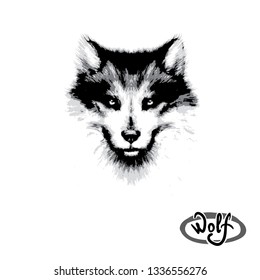 wolf illustration texture print vector