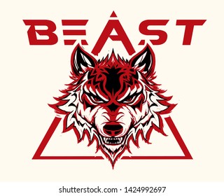 wolf illustration varsity college sports fitness bodybuilding retro vintage style logo tee print textile graphic design 