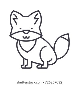 wolf illustration vector line icon, sign, illustration on background, editable strokes