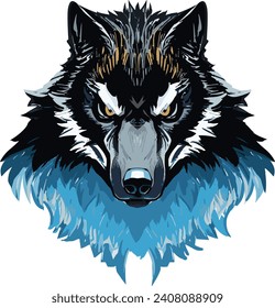 Wolf Illustration Wildlife Drawing, Artistic Animal Mascot Vibrant T-shirt design, Sports Team Logo Graphic Tattoo Style Esport