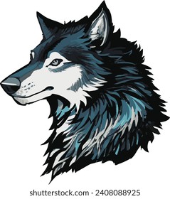 Wolf Illustration Wildlife Drawing, Artistic Animal Mascot Vibrant T-shirt design, Sports Team Logo Graphic Tattoo Style Esport