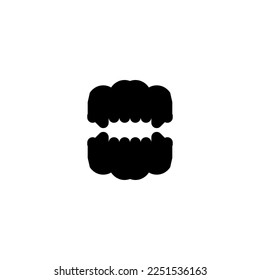 Wolf jaw icon. Simple style Halloween holiday poster background symbol. Wolf jaw brand logo design element. Wolf jaw t-shirt printing. Vector for sticker.