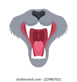 Wolf jaws with sharp teeth flat icon Animal mouth