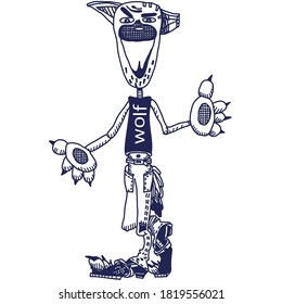 Lobo en jeans y camiseta.