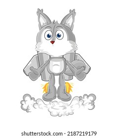 the wolf with jetpack mascot. cartoon vector