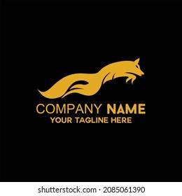 Wolf Jumping Logo Vector Illustration