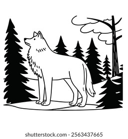 a wolf in jungle with beauty