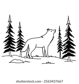 a wolf in jungle with beauty