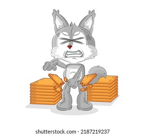 the wolf karate mascot. cartoon vector