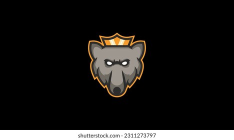 wolf king head with crown logo abstract vector template