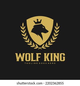 Wolf King Logo Design Vector