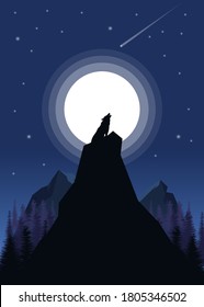 wolf landscape illustration - vector file