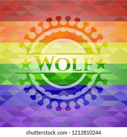 Wolf lgbt colors emblem 