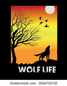 WOLF LIFE VECTOR art design t shirt and book cover eps file.