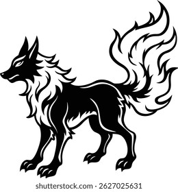 Wolf line art, wolf head line art, wolf silhouette