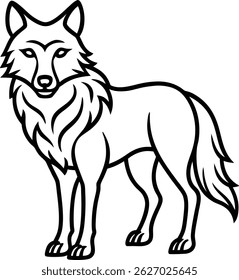 Wolf line art, wolf head line art, wolf silhouette