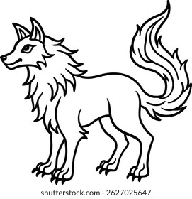 Wolf line art, wolf head line art, wolf silhouette