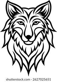 Wolf line art, wolf head line art, wolf silhouette