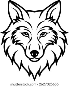 Wolf line art, wolf head line art, wolf silhouette