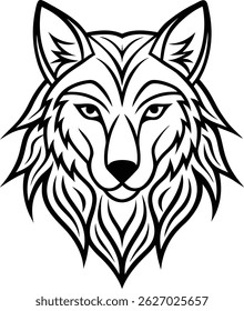 Wolf line art, wolf head line art, wolf silhouette