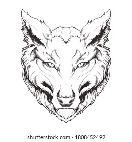 vector de ilustración de línea de lobo