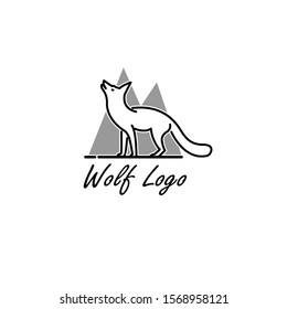 wolf line art logo design