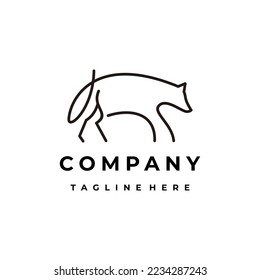 Wolf line art logo design vector template