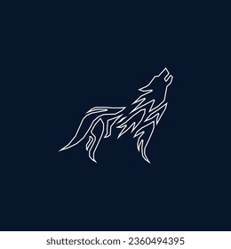Wolf line art logo design vector