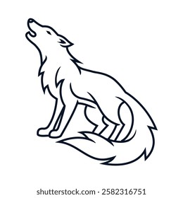 wolf line art logo Design Vector template 