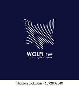 Wolf line art logo vector design template. Animal Technology Logo Element