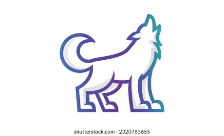 plantilla de diseño de vectores de logotipo de línea de lobo