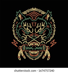 wolf line art vector design