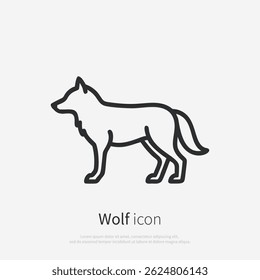 Wolf line logo. Black wolf linear icon isolated on white background. Vector illustration.