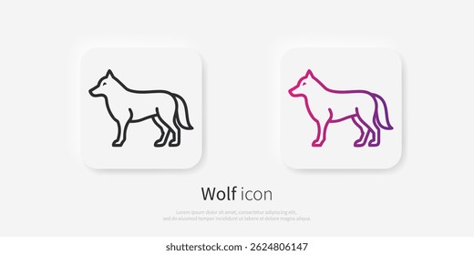Wolf line logo. Black wolf linear icon isolated on white background. Vector illustration.