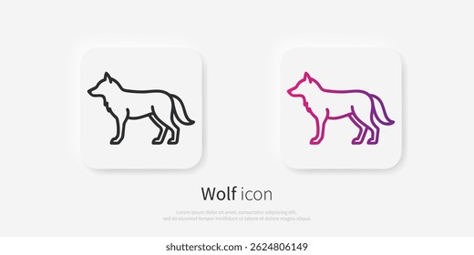 Wolf line logo. Black wolf linear icon isolated on white background. Vector illustration.