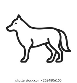 Wolf line logo. Black wolf linear icon isolated on white background. Vector illustration.