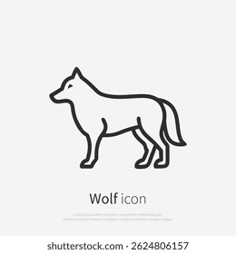 Wolf line logo. Black wolf linear icon isolated on white background. Vector illustration.