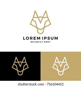 wolf line logo vector outline download monoline