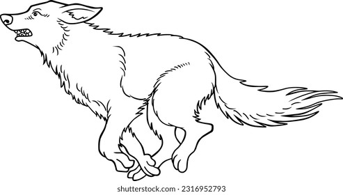 wolf  line vector illustration isolated on white background